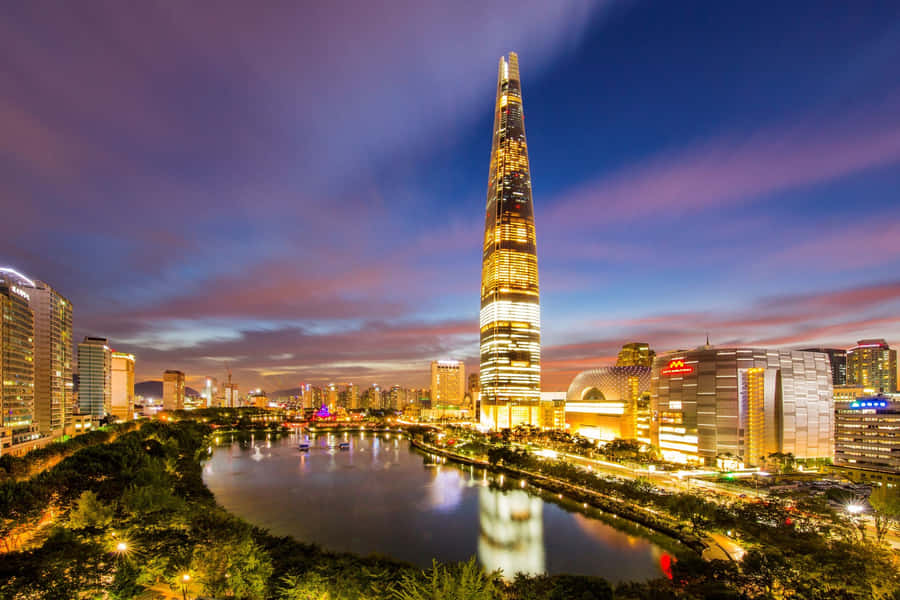 Lotte World Tower Seoul Twilight Wallpaper