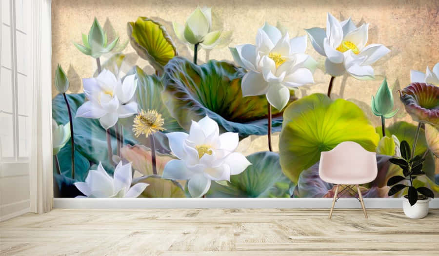 Lotus Flower Wall Mural Interior Wallpaper