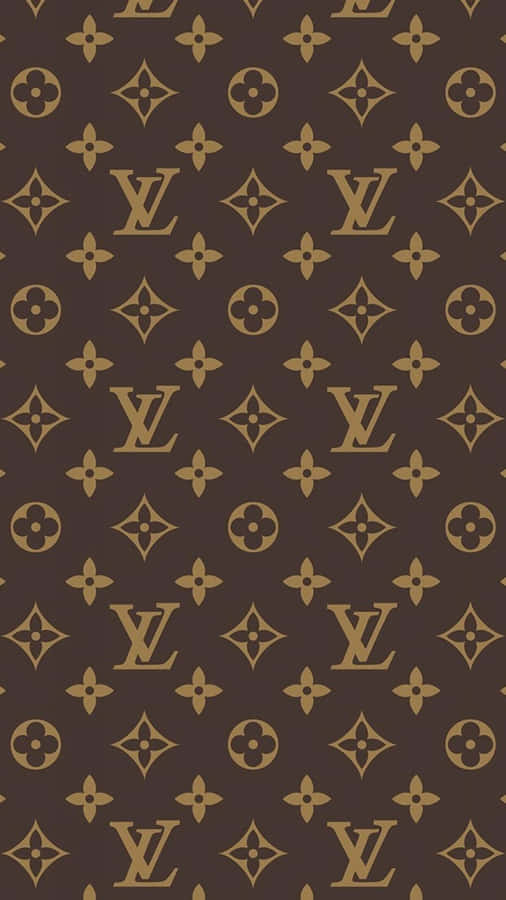 Louis Vuitton Monogram Pattern In Brown And Gold Wallpaper