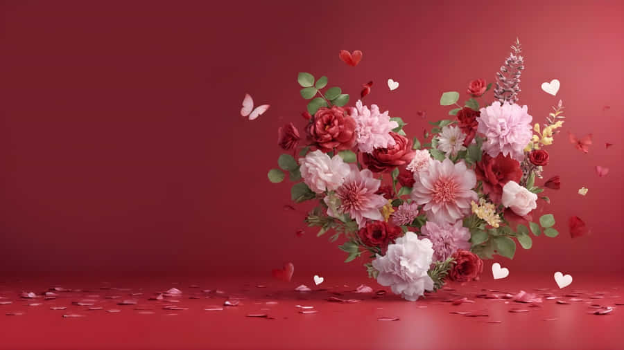 Love Butterfly Floral Heart Wallpaper