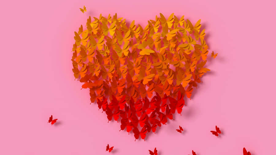 Love Butterfly Heart Art Wallpaper