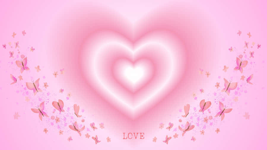 Love Butterfly Heart Design Wallpaper