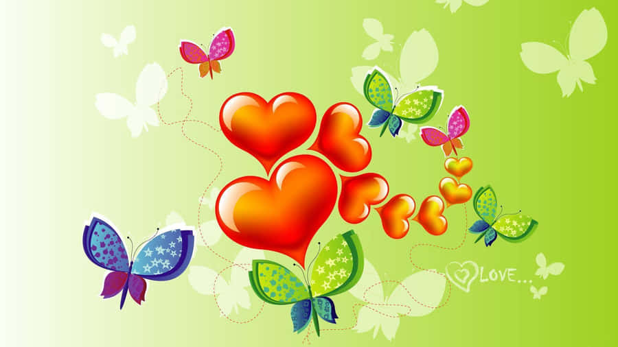 Love Butterfly Heart Garden Wallpaper