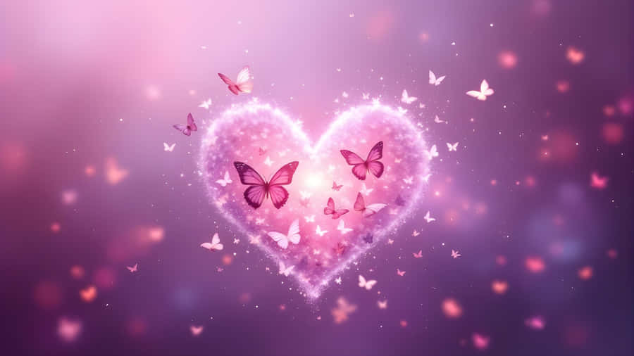 Love Butterfly Heart Magic Wallpaper