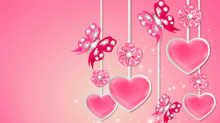 Love Butterfly Hearts Wallpaper