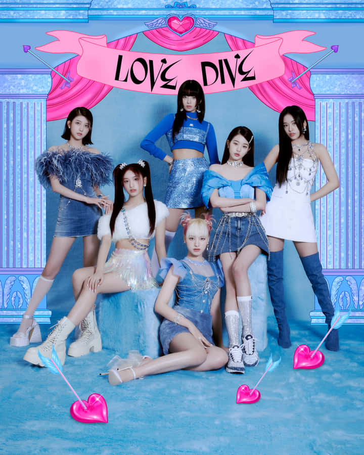 Love Dive Kpop Group Promo Photo Wallpaper
