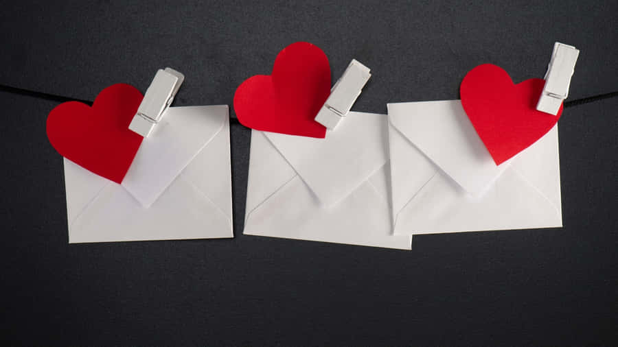 Love Letters With Red Hearts Wallpaper