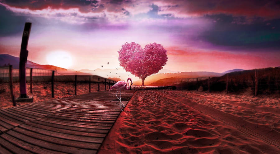 Love Nature With Flamingo Wallpaper