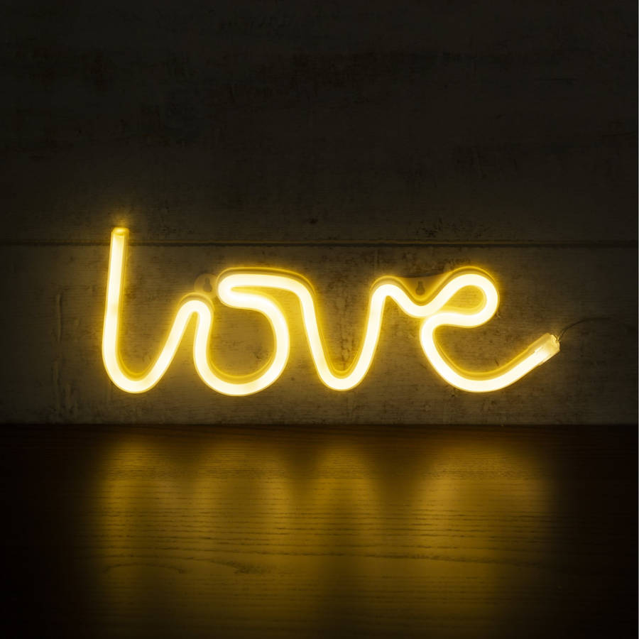 Love On Neon Yellow Text Wallpaper