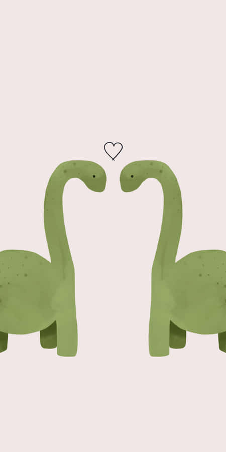 Love Struck Dinosaur Silhouettes Wallpaper