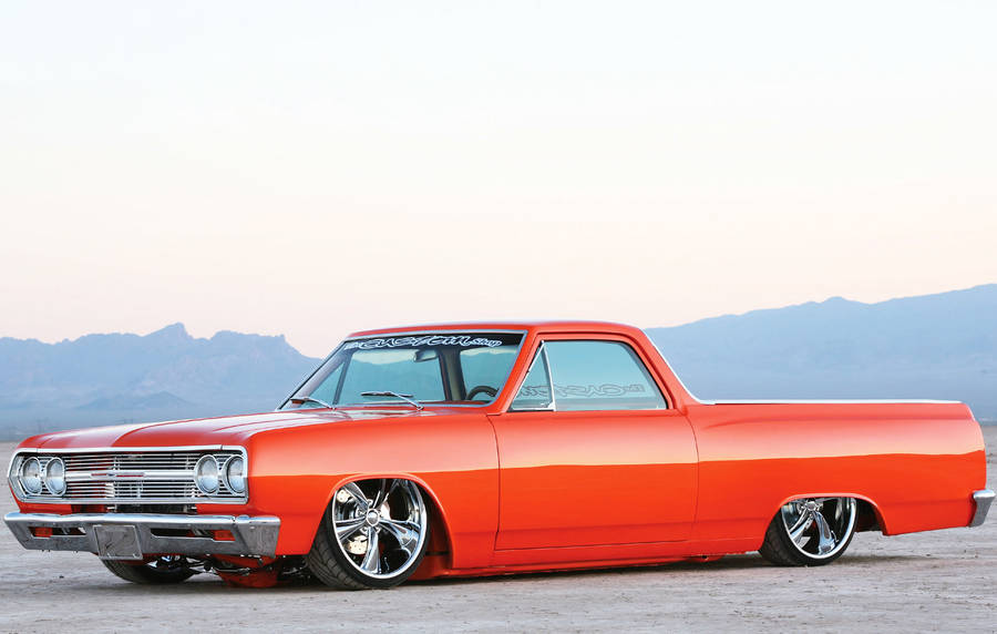 Lowrider Chevrolet El Camino Orange Wallpaper
