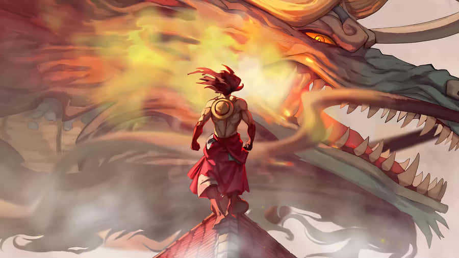 Luffy Gear5 Confronts Dragon4 K Wallpaper