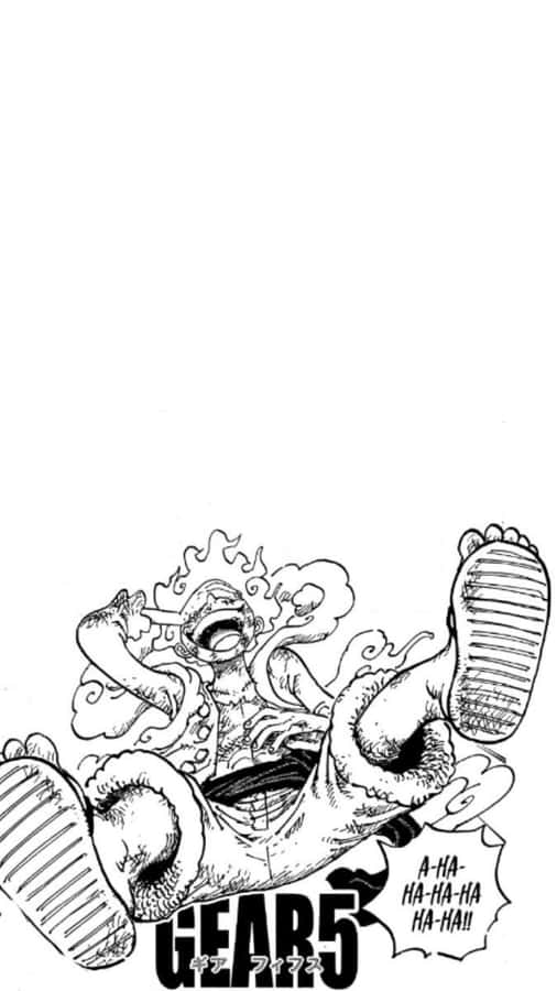 Luffy Gear5 Laughing Manga Panel Wallpaper
