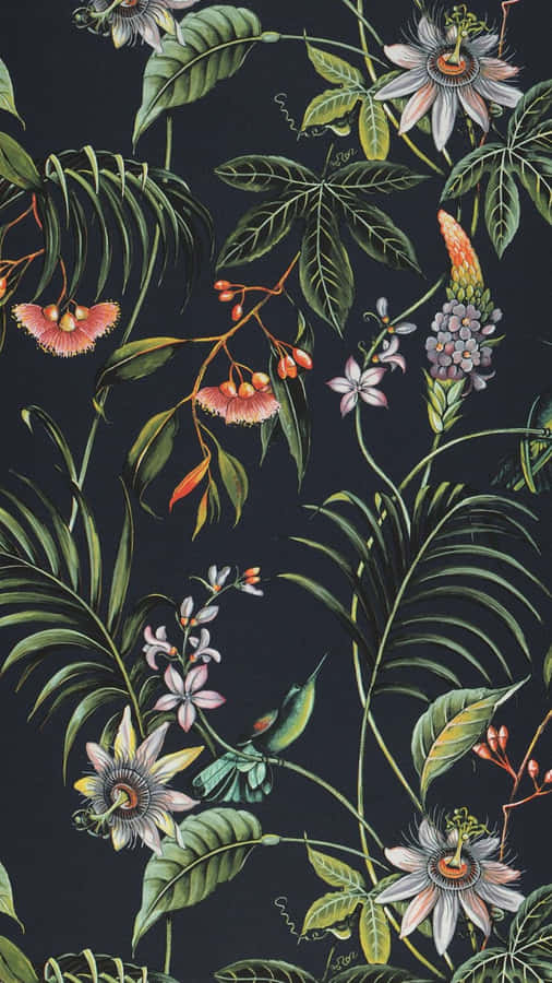 Lush Jungle Floral Print Wallpaper