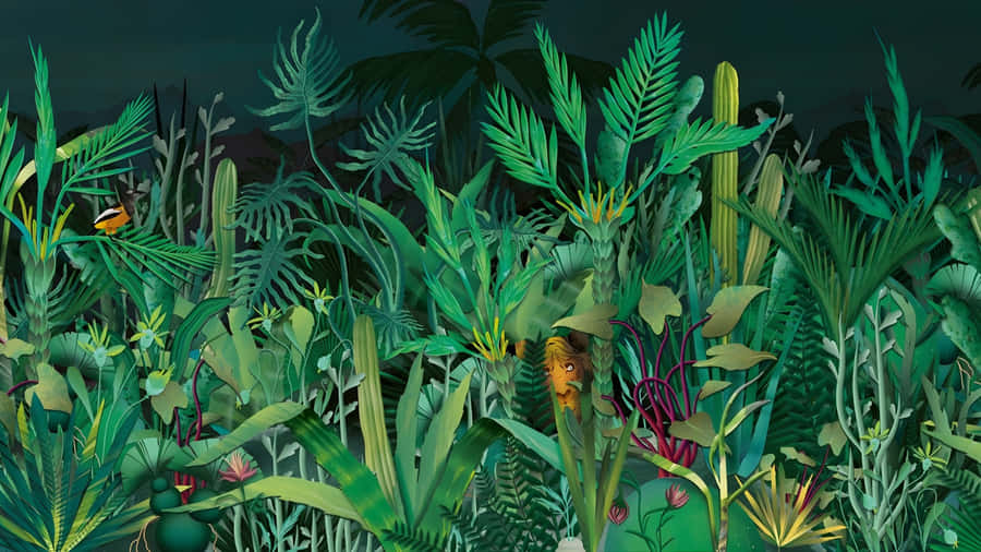Lush Jungle Print Design Wallpaper