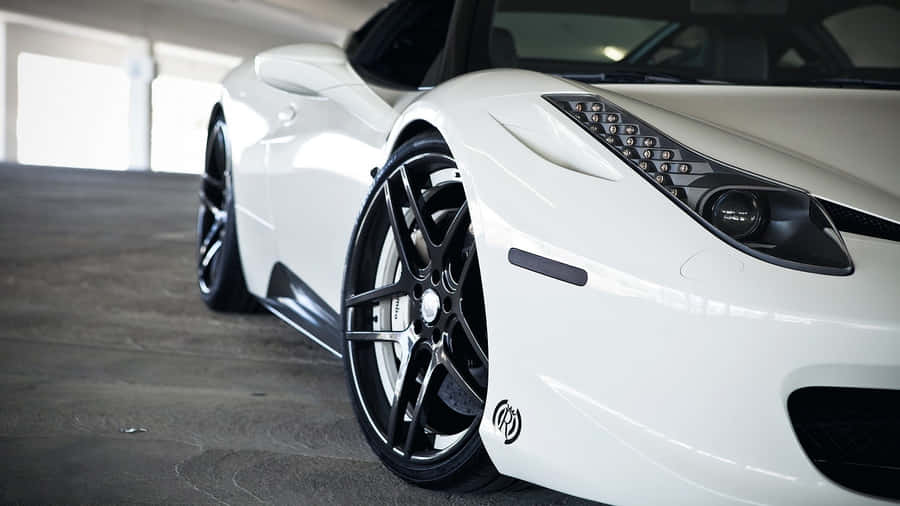 Luxury And Style Combined: White Ferrari Iphone Wallpaper