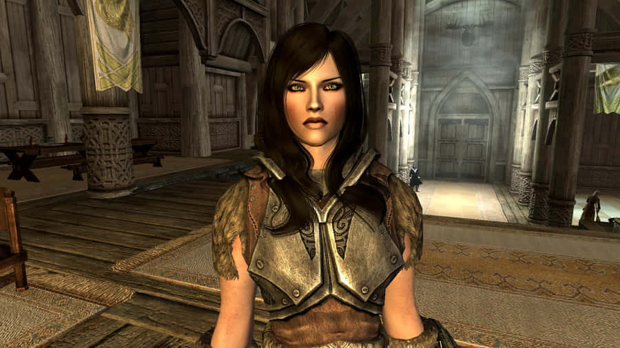 Lydia, The Loyal Housecarl, In The World Of Skyrim Wallpaper