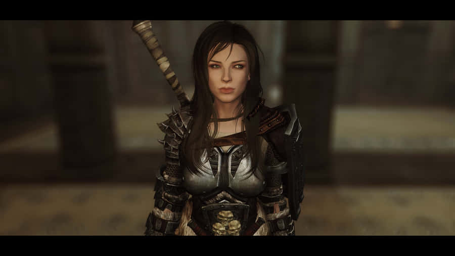 Lydia, The Loyal Housecarl Of Whiterun, Ready For Adventure In The World Of Skyrim. Wallpaper