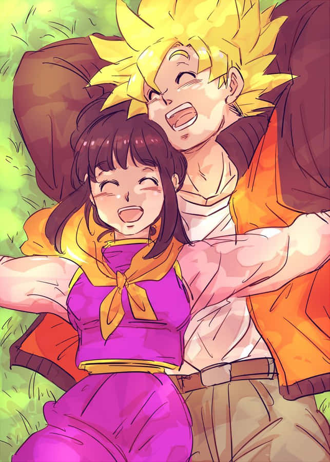Lying Goku And Chichi Fan Art Wallpaper