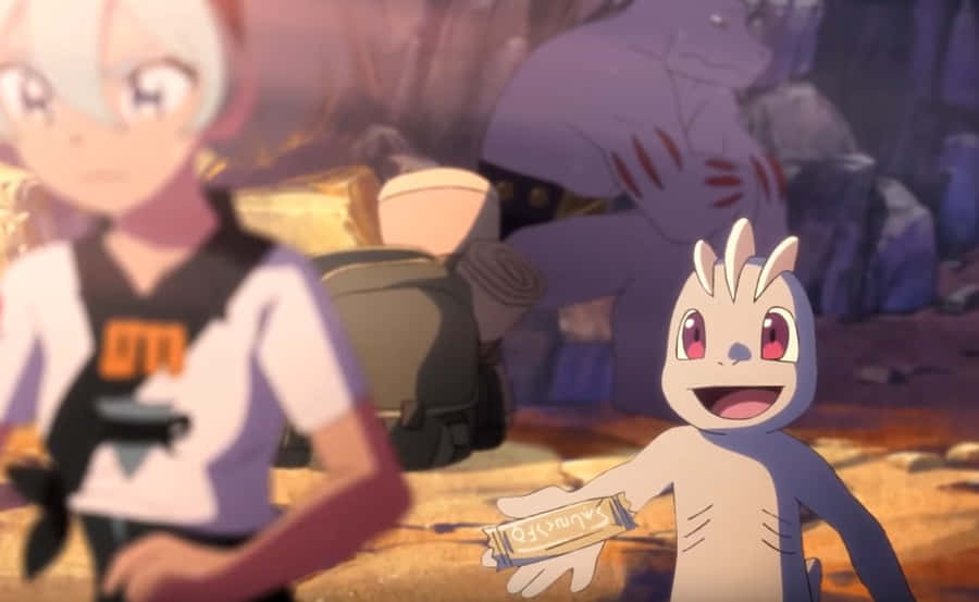 Machop Handing Out Candy Bar Wallpaper