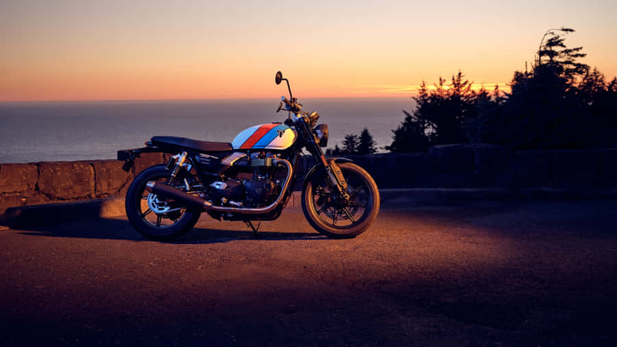 Macos Sequoia Motorcycle Sunset Wallpaper