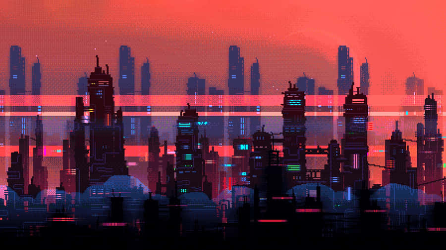 Macos Tahoe Futuristic Cityscape Wallpaper