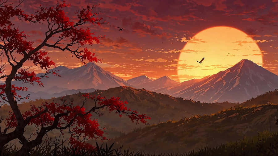 Macos Tahoe Sunset Landscape Wallpaper