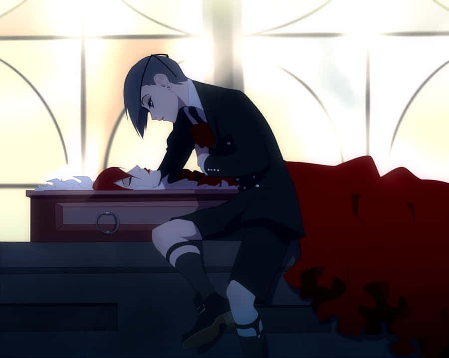 Madam Red In Elegant Pose With Red Butterfly Wallpaper