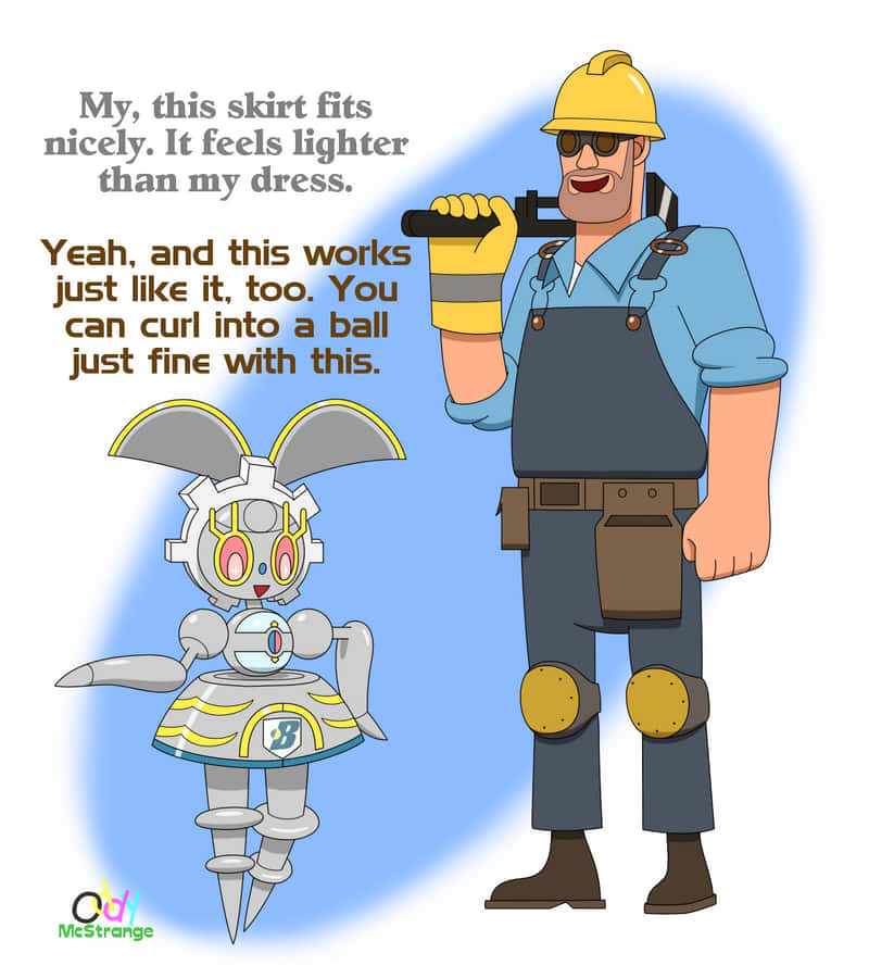 Magearna Conversing With A Worker Wallpaper