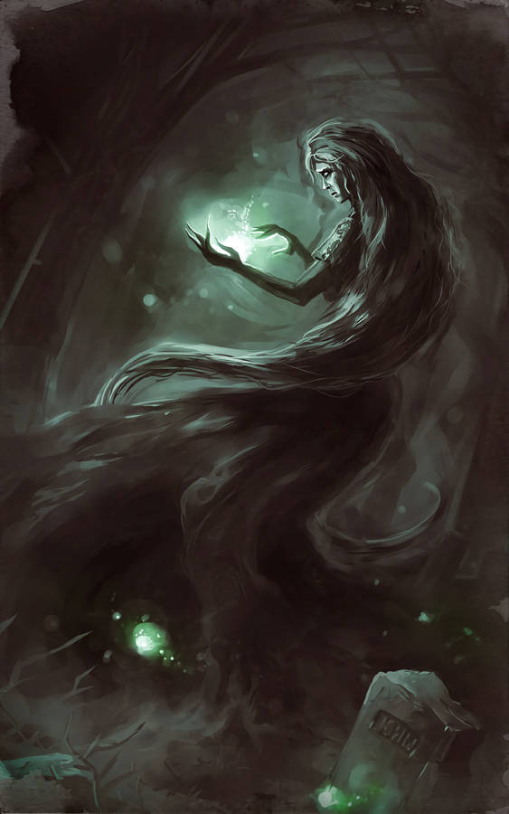Magic Of Ghost Woman In Cemetery Wallpaper