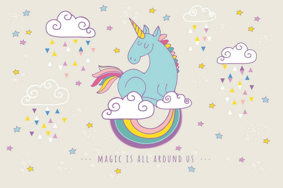 Magical Blue Rainbow Unicorn Wallpaper