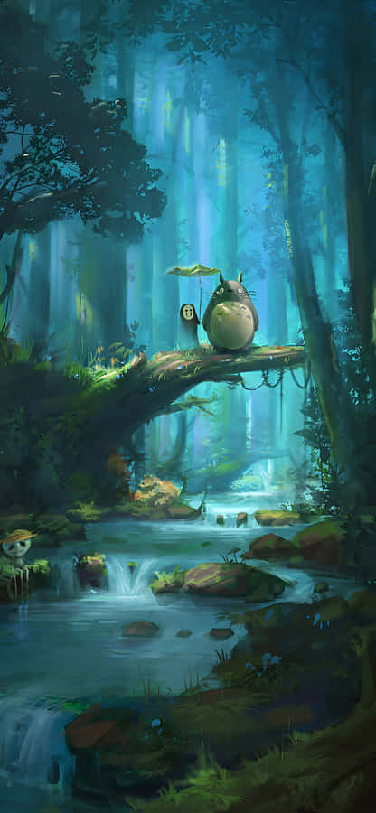 Magical Forest Totoro Scene Wallpaper