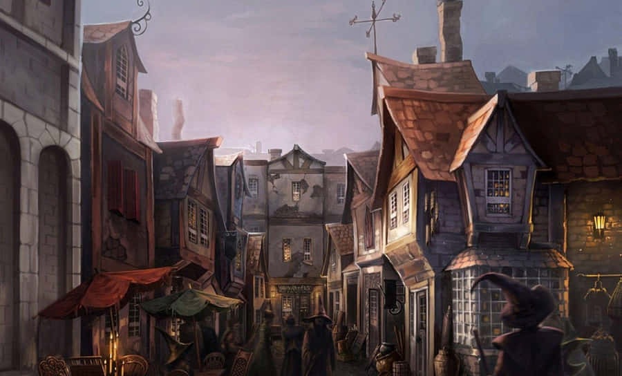 Magical Hogsmeade Village At Dusk Wallpaper