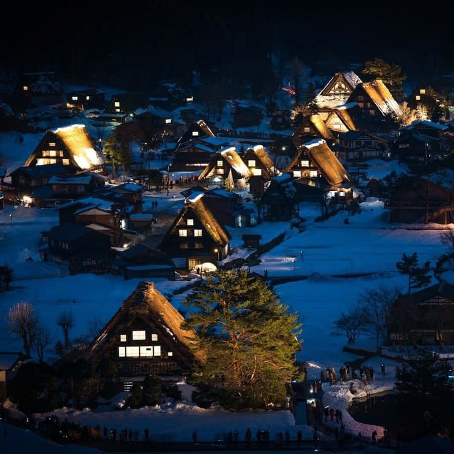 Magical Hogsmeade Village In Winter Wallpaper