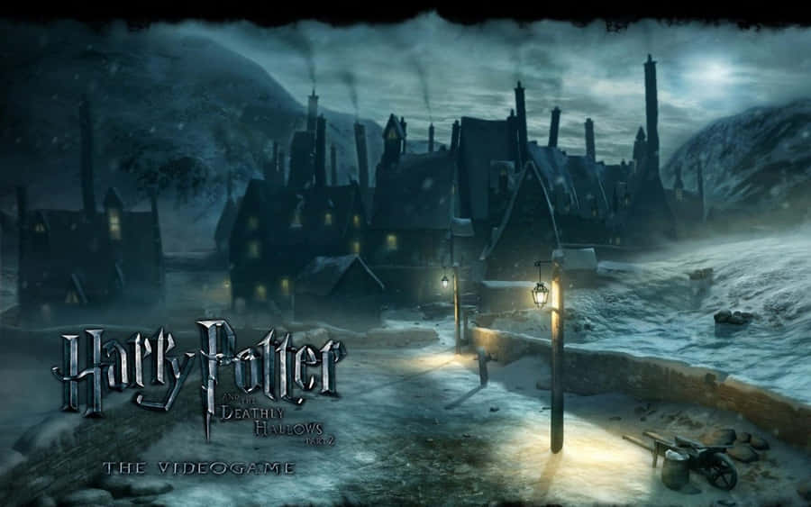 Magical Sunset Over Charming Hogsmeade Village Wallpaper