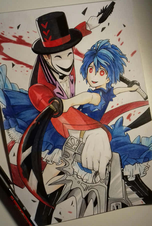 Magicianand Blue Haired Character Artwork Wallpaper