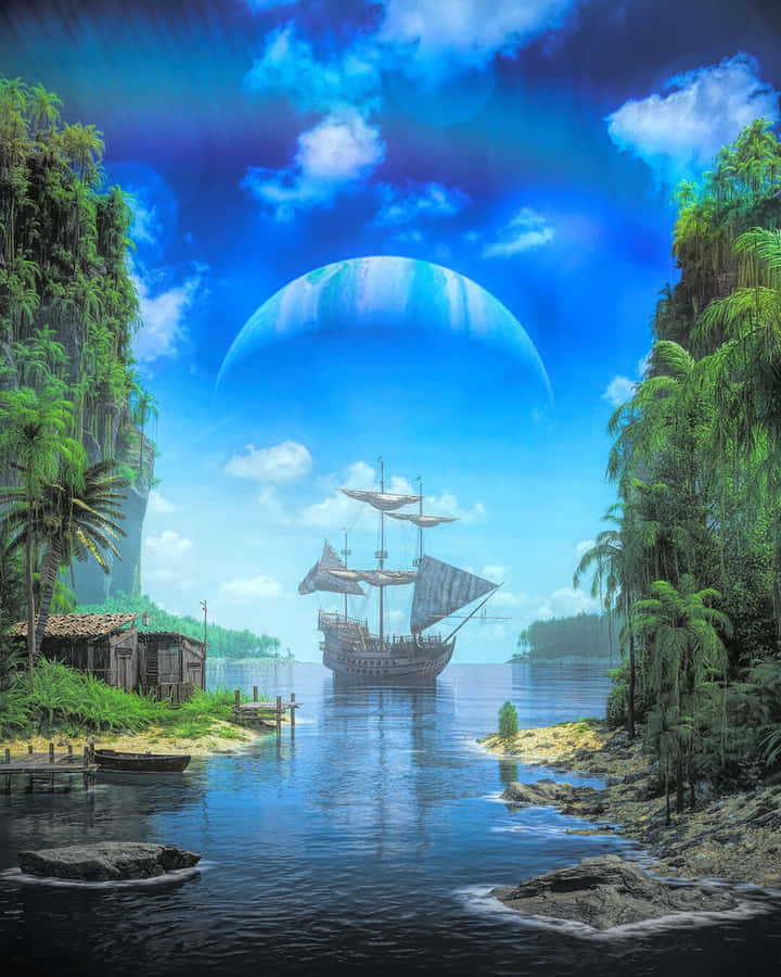 Magnificent Fantasy Pirate Ship Wallpaper