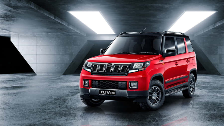 Mahindra T U V300 Red Model Presentation Wallpaper