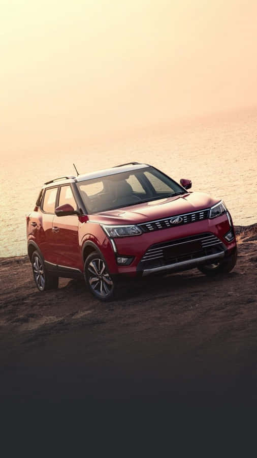 Mahindra X U V300 Red Sunset Backdrop Wallpaper