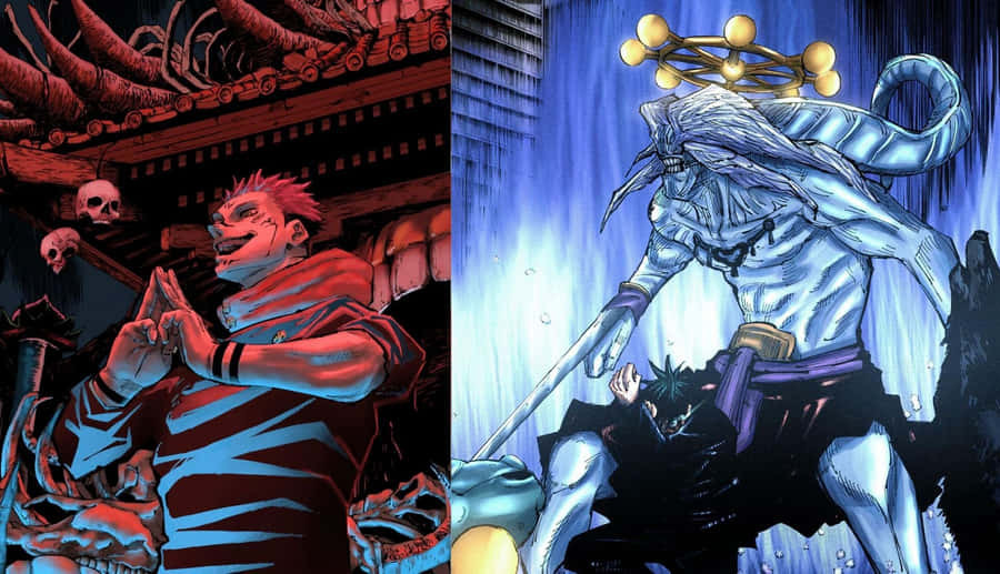 Mahoraga Battle Split Scene Wallpaper