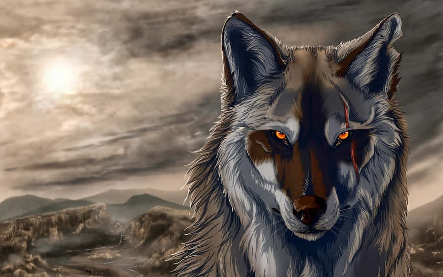 Majestic 3d Wolf In A Magical Forest Wallpaper