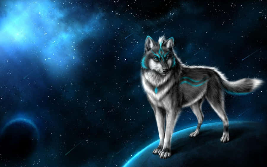 Majestic 3d Wolf In Surreal Landscape Wallpaper