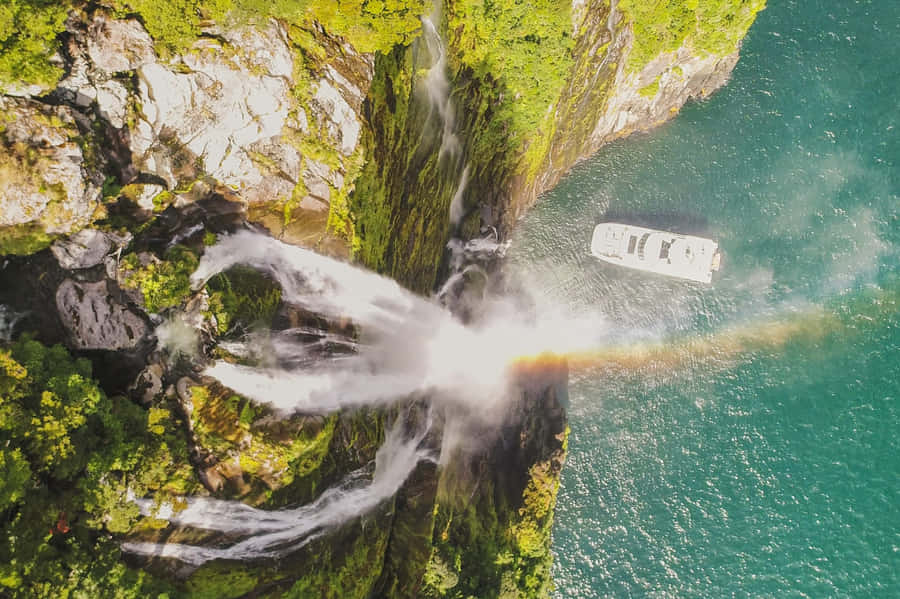 Majestic Aerial View Of Milford Sound Wallpaper