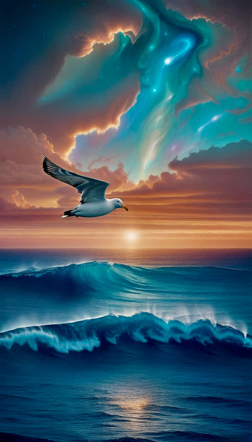 Majestic Albatross Sunset Flight Wallpaper