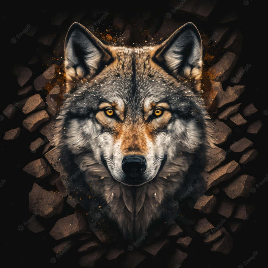 Majestic Alpha Wolf In The Wilderness Wallpaper