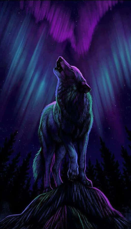 Majestic Alpha Wolf Stands Tall In The Wilderness Wallpaper