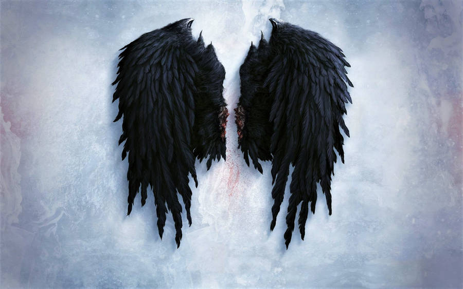Majestic Black Broken Wings Wallpaper