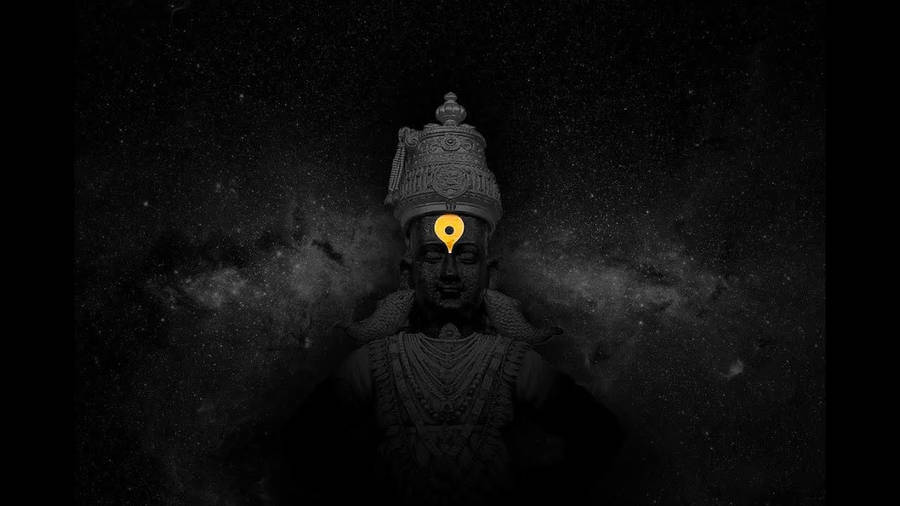Majestic Black-themed Graphic Artwork Of Lord Pandurang Wallpaper