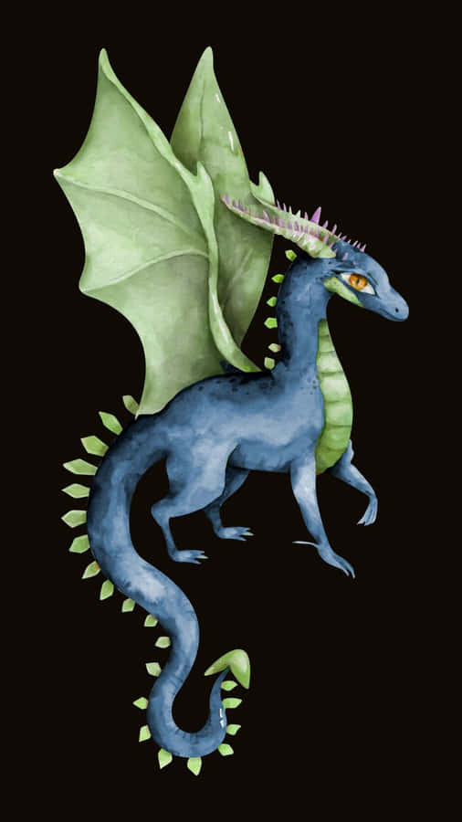 Majestic Blue Dragon Soaring Through The Sky Wallpaper