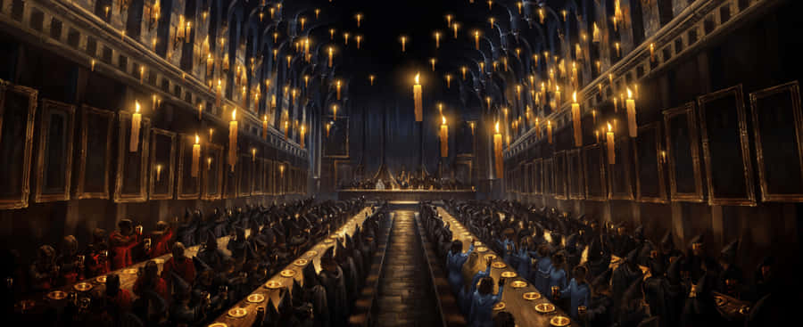 Majestic Christmas At Hogwarts Wallpaper